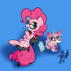 Size: 1280x1280 | Tagged: safe, artist:lightningnickel, imported from derpibooru, pinkie pie, crossover, lego, the lego movie, unikitty