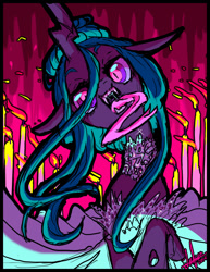 Size: 900x1165 | Tagged: safe, artist:candys-killer, imported from derpibooru, queen chrysalis, changeling, changeling queen, female, solo, tongue out