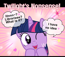 Size: 1600x1400 | Tagged: safe, artist:s.guri, imported from derpibooru, twilight sparkle, americano exodus, book, bookhorse, cute, denial, female, happy, heart, looking at you, open mouth, parody, smiling, solo, stars, that pony sure does love books, twiabetes, uvula, vector, wink