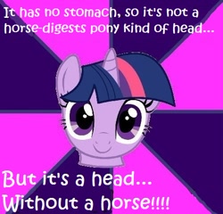 Size: 500x479 | Tagged: safe, imported from derpibooru, scootaloo, twilight sparkle, female, head, meme, solo, text