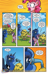 Size: 900x1384 | Tagged: safe, artist:tonyfleecs, idw, imported from derpibooru, pinkie pie, princess luna, twilight sparkle, alicorn, pony, spoiler:comic, spoiler:comicff7, bush, comic, comic book resources, disguise, female, frown, hay, hiding, idw advertisement, mare, open mouth, periscope, preview, scared, spread wings, submarine, this will end in tears, twilight sparkle (alicorn), unamused, wat, wide eyes, worried, xk-class end-of-the-world scenario