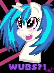 Size: 500x667 | Tagged: safe, artist:alicesdisneyadventures, imported from derpibooru, dj pon-3, vinyl scratch, blushing, female, solo