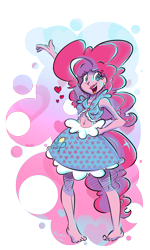 Size: 3000x5000 | Tagged: safe, artist:dilarus, deleted from derpibooru, imported from derpibooru, pinkie pie, equestria girls, barefoot, belly button, clothes, feet, humanized, midriff, skirt, solo, tailed humanization