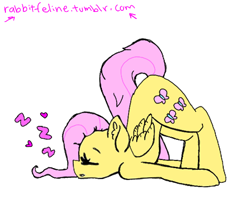 Size: 461x378 | Tagged: safe, artist:bunnycat, imported from derpibooru, fluttershy, 30 minute art challenge, cute, eyes closed, face down ass up, female, messy mane, sleeping, solo, zzz