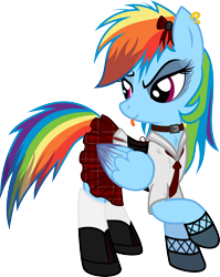 Size: 3862x4845 | Tagged: safe, artist:farminilla, imported from derpibooru, rainbow dash, female, goth, solo, tongue out