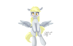 Size: 2200x1400 | Tagged: safe, artist:xcopyen002, imported from derpibooru, derpy hooves, pegasus, pony, female, mare, smiling, solo, spread wings