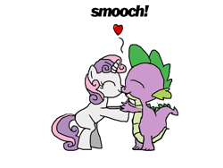 Size: 800x600 | Tagged: safe, imported from derpibooru, spike, sweetie belle, pony, bipedal, cute, eyes closed, female, heart, kissing, male, nuzzling, shipping, smiling, spikebelle, straight