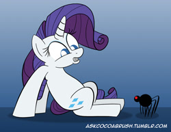 Size: 1280x989 | Tagged: safe, artist:cocoabrush, imported from derpibooru, rarity, spider, 30 minute art challenge, arachnophobia, fear, female, solo