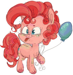 Size: 544x559 | Tagged: safe, artist:tweissie, imported from derpibooru, pinkie pie, balloon, female, freckles, solo, tongue out