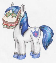 Size: 948x1076 | Tagged: safe, artist:markk-n-viacka, imported from derpibooru, shining armor, male, sandwich, sandwich armor, solo, traditional art, wat