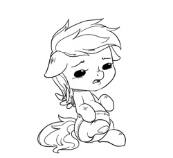 Size: 891x813 | Tagged: safe, artist:mrs1989, imported from derpibooru, rainbow dash, baby, diaper, female, foal, monochrome, solo, younger