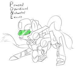 Size: 1000x1000 | Tagged: safe, artist:khorme, imported from derpibooru, oc, oc only, oc:p.o.n.e., pony, robot, robot pony, raised hoof, simple background, solo, visor