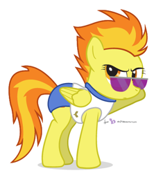 Size: 399x450 | Tagged: safe, artist:dm29, imported from derpibooru, spitfire, pegasus, pony, clothes, female, looking at you, show accurate, simple background, solo, sunglasses, transparent background