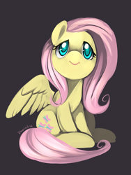 Size: 1280x1703 | Tagged: safe, artist:ende26, imported from derpibooru, fluttershy, female, looking up, sitting, smiling, solo