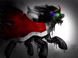 Size: 2048x1536 | Tagged: dead source, safe, artist:spaghettidolphin, imported from derpibooru, king sombra, goo pony, original species, dark magic, king zombra, magic, male, metal as fuck, solo, sombra eyes