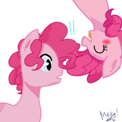 Size: 512x512 | Tagged: safe, artist:megaimpact, imported from derpibooru, pinkie pie, surprise, bubble berry, bubblepie, exclamation point, female, male, prank, rule 63, self ponidox, selfcest, shipping, straight, upside down