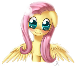 Size: 1000x873 | Tagged: safe, artist:divlight, imported from derpibooru, fluttershy, pegasus, pony, female, glasses, lens flare, solo, spread wings, wings