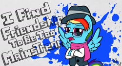 Size: 1900x1040 | Tagged: safe, artist:sheandog, imported from derpibooru, rainbow dash, clothes, fedora, female, glasses, hat, hipster, rainbow dash always dresses in style, solo