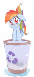 Size: 1200x2700 | Tagged: safe, artist:joycall6, imported from derpibooru, rainbow dash, blushing, crying, cursor, cute, dashabetes, dashabuse, female, how could you do such a horrible thing?, looking at you, microsoft windows, recycle bin, sad, simple background, solo, windows 7