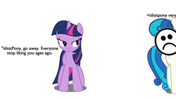 Size: 1920x1080 | Tagged: safe, imported from derpibooru, twilight sparkle, idiot pony, simple background, text, vector, white background