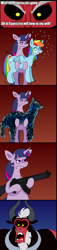 Size: 432x1889 | Tagged: safe, artist:hellarmy, imported from derpibooru, lord tirek, rainbow dash, twilight sparkle, alicorn, pony, twilight's kingdom, bipedal, comic, custom, customized toy, exploitable meme, eyes closed, female, frown, glare, gun, gunified, holding a pony, hoof hold, inanimate tf, irl, lip bite, mare, meme, open mouth, parody, photo, ponies with guns, rainbow dash turning into an assault rifle, rifle, shivering, shocked, sweat, tirek vs everyone meme, toy, transformation, transformers, transformers age of extinction, twilight sparkle (alicorn), twilight vs tirek, weapon, wide eyes