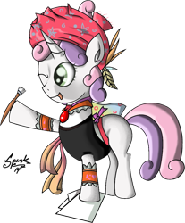 Size: 887x1072 | Tagged: safe, artist:zsparkonequus, imported from derpibooru, sweetie belle, crossover, female, final fantasy vi, happy, one eye closed, relm arrowny, solo