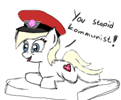 Size: 522x433 | Tagged: safe, artist:anonymous, imported from derpibooru, oc, oc only, oc:aryanne, comic, communism, mattress, nazi, solo, swastika, tongue out