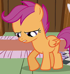 Size: 354x375 | Tagged: safe, imported from derpibooru, screencap, scootaloo, sweetie belle, pegasus, pony, sleepless in ponyville, animated, bored, female, filly, foal, folded wings, horses doing horse things, open mouth, pawing the ground, scuffing, solo, talking, thinking, wings