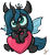 Size: 656x708 | Tagged: safe, artist:zutcha, imported from derpibooru, queen chrysalis, changeling, changeling queen, chibi, crown, cute, cutealis, female, heart, jewelry, regalia, solo, weapons-grade cute