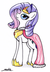 Size: 886x1264 | Tagged: safe, artist:ponimichla, imported from derpibooru, rarity, female, solo, traditional art