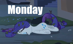 Size: 643x387 | Tagged: safe, imported from derpibooru, screencap, rarity, castle mane-ia, female, image macro, meme, monday, solo