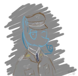 Size: 722x705 | Tagged: safe, imported from derpibooru, pony, abstract background, bust, clothes, hat, military uniform, nazi, smiling, solo