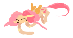 Size: 1200x621 | Tagged: safe, artist:cutebrows, imported from derpibooru, fluttershy, pegasus, pony, eyes closed, female, flying, mare, simple background, smiling, solo, white background, wings