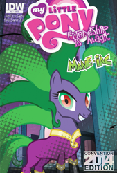 Size: 563x834 | Tagged: safe, idw, imported from derpibooru, mane-iac, spoiler:comic, spoiler:comic21, cover, female, idw advertisement, maretropolis, san diego comic con, solo