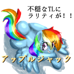 Size: 1280x1280 | Tagged: safe, artist:wonton soup, imported from derpibooru, rainbow dash, female, japanese, solo