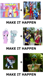 Size: 1337x2388 | Tagged: safe, imported from derpibooru, apple bloom, diamond tiara, pipsqueak, scootaloo, silver spoon, sweetie belle, exploitable meme, gouraigers, hurricanegers, make it happen, meme, ninja rangers, ninpu sentai hurricaneger, ninpuu sentai hurricaneger, power rangers, power rangers ninja storm, samurai ranger, shurikenger, super sentai, thunder rangers