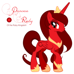 Size: 4000x4022 | Tagged: safe, artist:pantera000, artist:rainseed, imported from derpibooru, oc, oc only, oc:princess ruby, alicorn, pony, alicorn oc, base used, gift art, recolor, solo