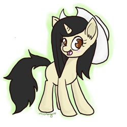 Size: 894x894 | Tagged: safe, artist:moekonya, imported from derpibooru, oc, oc only, oc:ponie pie, pony, unicorn, hat, solo