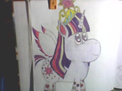 Size: 640x480 | Tagged: safe, artist:ponylockseedtum, imported from derpibooru, twilight sparkle, alicorn, pony, twilight's kingdom, element of magic, female, mare, rainbow power, solo, stars, traditional art, twilight sparkle (alicorn)