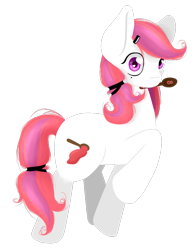 Size: 857x1107 | Tagged: safe, artist:lucky-jacky, imported from derpibooru, oc, oc only, earth pony, pony, fondue drizzle, hairband, mouth hold, solo, spoon