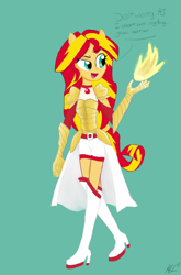 Size: 1216x1839 | Tagged: safe, artist:flight-of-the-moon, deleted from derpibooru, imported from derpibooru, sunset shimmer, equestria girls, armor, fiery shimmer, fire, magical girl, magical sunset-chan, ponied up, pyromancy, solo