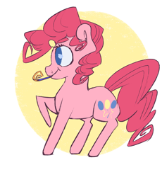 Size: 1767x1919 | Tagged: safe, artist:poniebones, imported from derpibooru, pinkie pie, female, party horn, raised hoof, solo