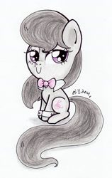 Size: 900x1421 | Tagged: safe, artist:oriwhitedeer, imported from derpibooru, octavia melody, cute, female, filly, solo, traditional art