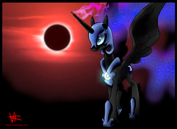 Size: 4000x2920 | Tagged: safe, artist:unitoone, imported from derpibooru, nightmare moon, absurd resolution, eclipse, female, magic, solar eclipse, solo