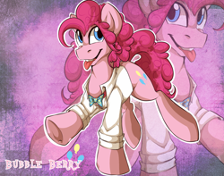 Size: 1346x1063 | Tagged: dead source, safe, artist:rainbowscreen, imported from derpibooru, pinkie pie, bubble berry, clothes, rule 63, solo, tongue out, zoom layer