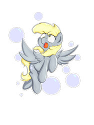 Size: 2400x3200 | Tagged: safe, artist:alazak, imported from derpibooru, derpy hooves, pegasus, pony, bubble, female, mare, solo, spread wings, tongue out