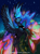 Size: 747x1000 | Tagged: safe, artist:1trick, artist:buckitponydoodles, imported from derpibooru, princess luna, alicorn, pony, aurora borealis, crown, eyes closed, female, flying, hoof shoes, jewelry, magic, night, peytral, regalia, solo