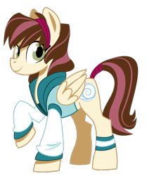 Size: 890x1065 | Tagged: safe, artist:dbkit, imported from derpibooru, oc, oc only, oc:rosy rascal, pegasus, pony, clothes, crack shipping, jacket, offspring, parent:derpy hooves, parent:hoops, parents:ditzyhoops, simple background, solo, tail wrap, transparent background