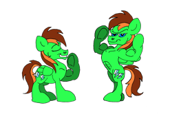 Size: 1024x745 | Tagged: safe, artist:dragonboi471, imported from derpibooru, oc, oc only, oc:neon streak, pony, abs, bipedal, flexing, muscles, solo