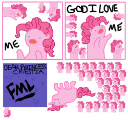 Size: 668x629 | Tagged: safe, artist:crownprincesslaya, imported from derpibooru, pinkie pie, earth pony, pony, too many pinkie pies, clone, female, fml, funcest, i'm so alone, mare, multeity, paint drying, pinkie clone, sad, too much pink energy is dangerous